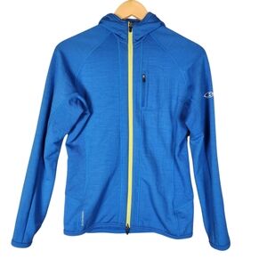 Icebreaker GT 260 Merino Wool Quantum Hoodie Blue Yellow Full Zip Men’s Small